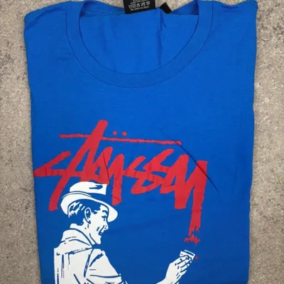 T-shirt Stüssy bleu homme M streetwear